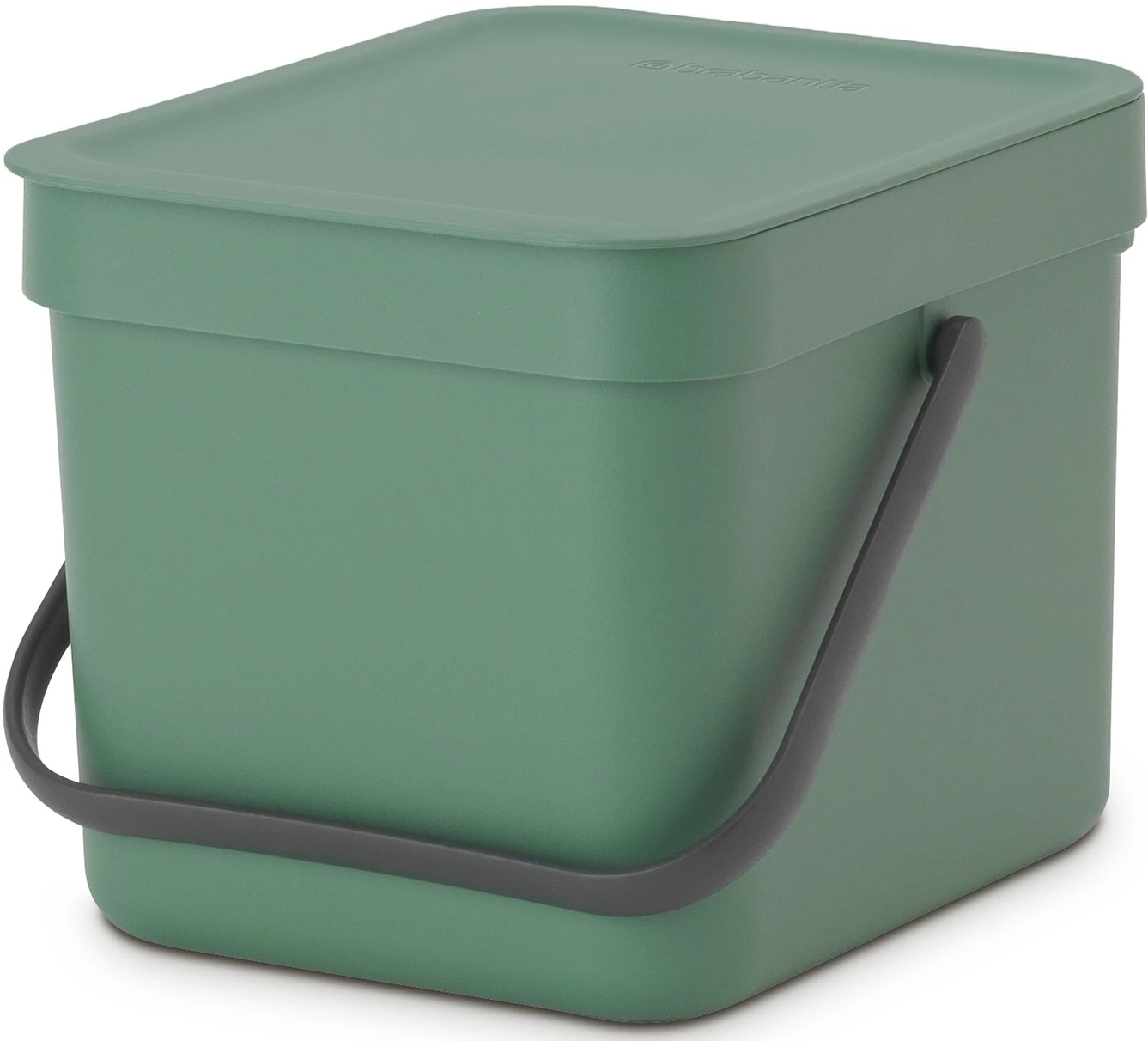 Brabantia Sort - Go konyhai szemetes felnyitható fedéllel, fogantyúval szelektív és komposzt gyűjtéséhez, 6L - S méret, platina zöld - 129841