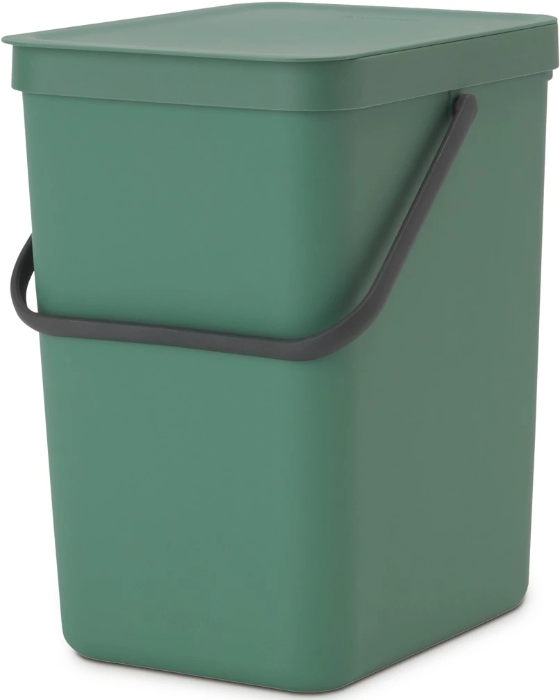 Brabantia Sort - Go konyhai szemetes felnyitható fedéllel, fogantyúval szelektív és komposzt gyűjtéséhez, 25L - J méret, platina zöld - 129964