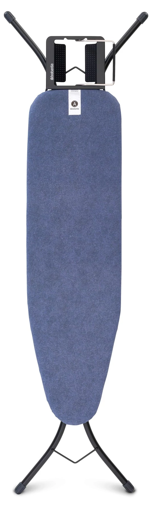 Brabantia Steam Iron Rest vasalódeszka 1100x300mm - A méret, kinyitható vasalótámasz, D=22mm fekete váz, farmerkék huzat - 134203