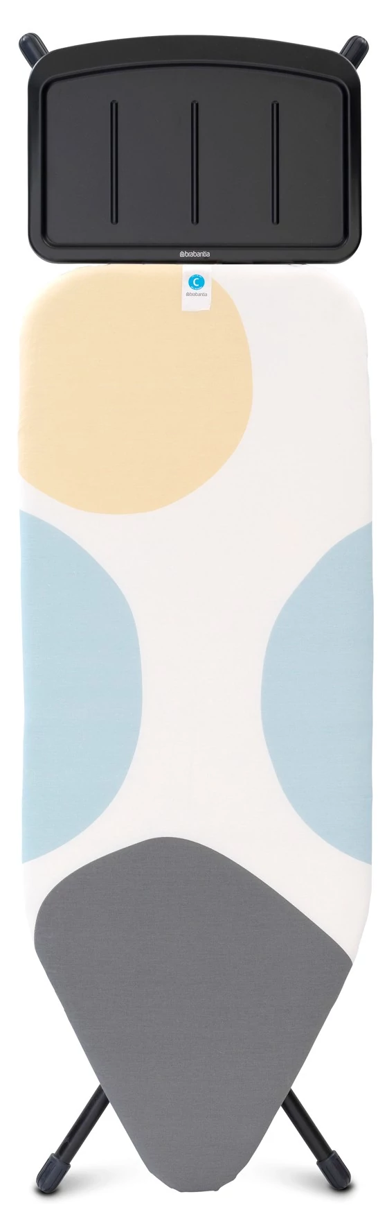 Brabantia Solid Steam Unit Holder vasalódeszka 1240x450mm - C méret, fix vasalótálca gőzállomásokhoz, D=22mm fekete váz, PerfectFlow tavaszi buborékok huzat - 134708