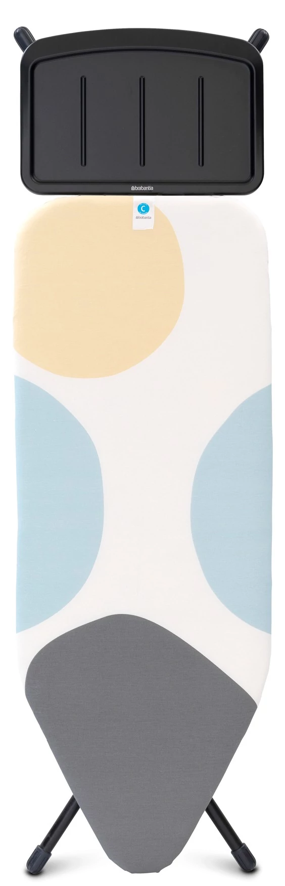 Brabantia Solid Steam Unit Holder vasalódeszka 1240x450mm - C méret, fix vasalótálca gőzállomásokhoz, D=22mm fekete váz, tavaszi buborékok huzat - 134722