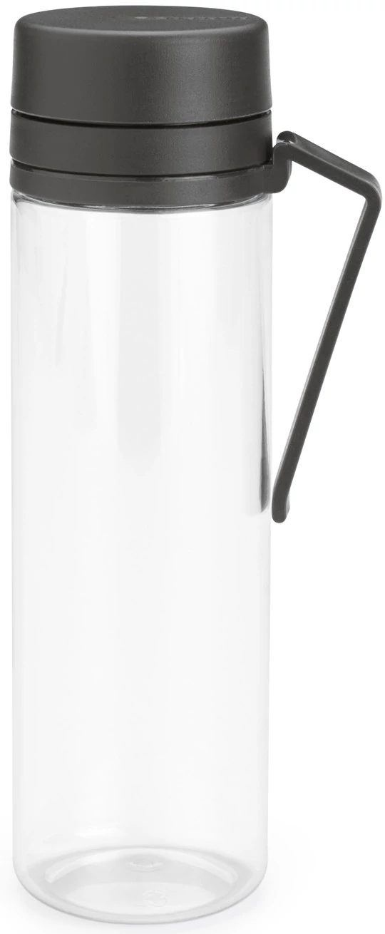 Brabantia Make - Take Water Bottle with Strainer vizespalack 500 ml, szűrőbetéttel gyümölcsök számára, fogantyúval, szivárgásmentes, műanyag, átlátszó/sötétszürke - 148842