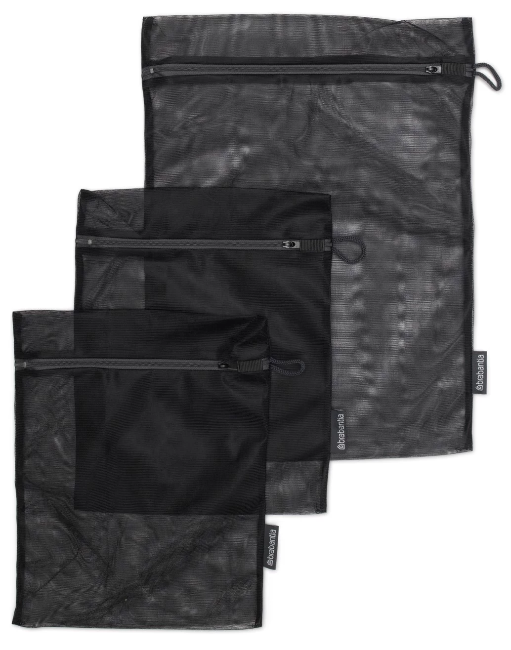 Brabantia Wash Bag, 3 db-os mosózsák készlet, 2 db kisméretű 330x250mm és 1db nagyméretű 450x330mm cipzáras zsák, fekete - 149566