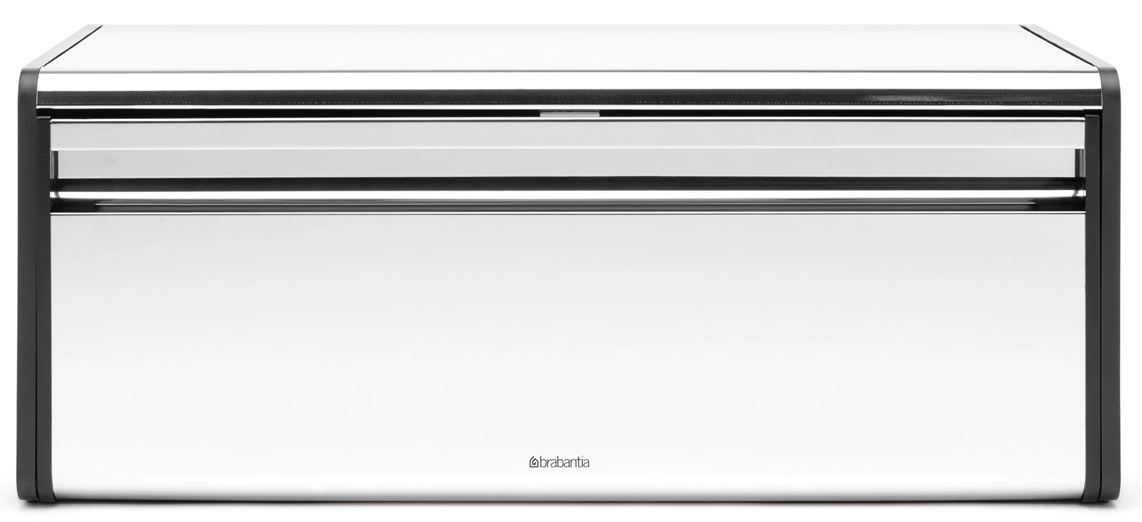 Brabantia Fall Front kenyértartó lehajtható ajtóval, mágneses zárral, sík tetővel, szögletes, 465mm széles, r.m. acél, fényes - 163463