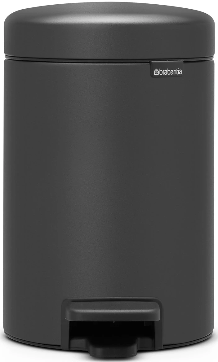 Brabantia NewIcon pedálos hulladékgyűjtő szagmentesen záródó Soft-Close fedél, műanyag tartály, 3L - V méret, acél, határtalan szürke ásványi textúra - 200465