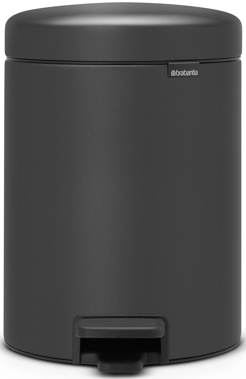 Brabantia NewIcon pedálos hulladékgyűjtő szagmentesen záródó Soft-Close fedél, műanyag tartály, 5L - W méret, acél, határtalan szürke ásványi textúra - 200489