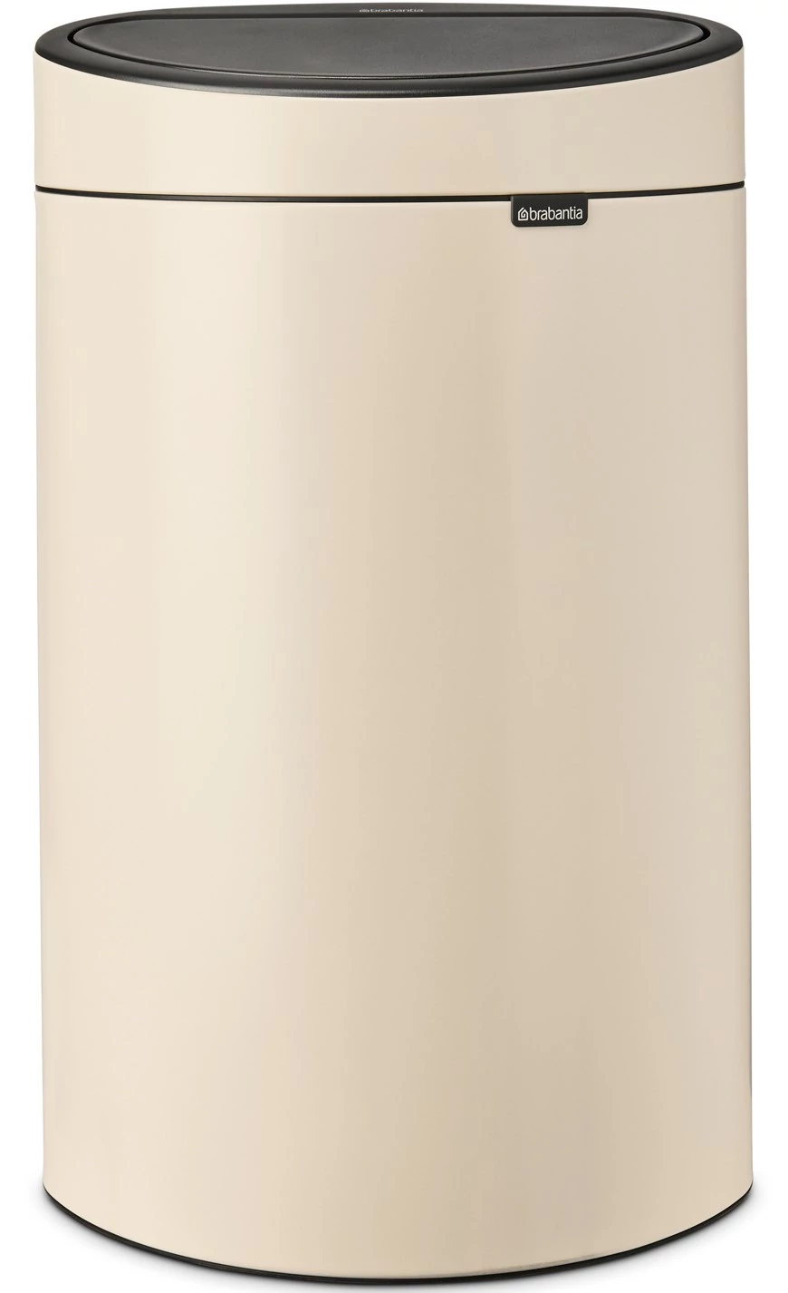 Brabantia Touch Bin New Soft-Touch nyomófedeles hulladékgyűjtő belső tartállyal, ovális, 40L - L méret, acél, világos bézs - 200748