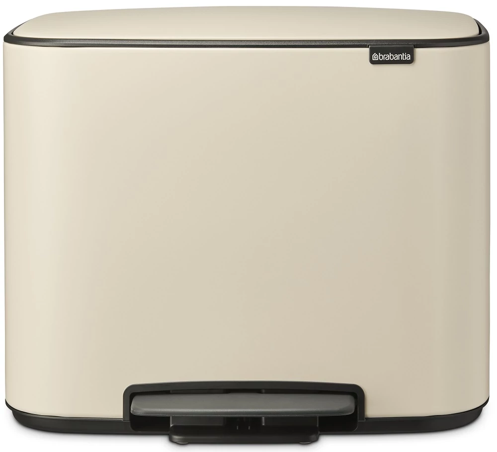 Brabantia Bo Pedal Bin pedálos hulladékgyűjtő szagmentesen záródó Soft-Close fedél, műanyag tartály, 36L - R méret, acél, világos bézs - 201622