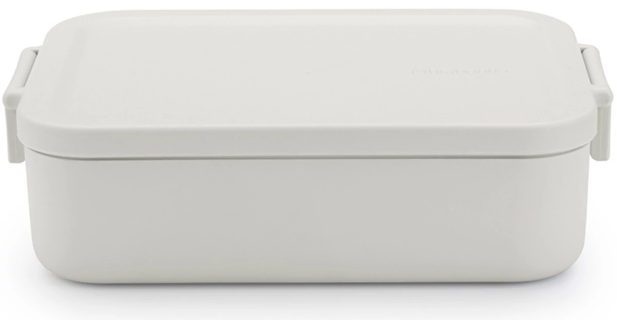 Brabantia Make - Take Lunch Box közepes méretű ételhordozó doboz, 1100 ml, szivárgás- és légmentes záródás, bepattintós (clip-on) zárómechanizmus, BPA mentes műanyag, világosszürke - 202568