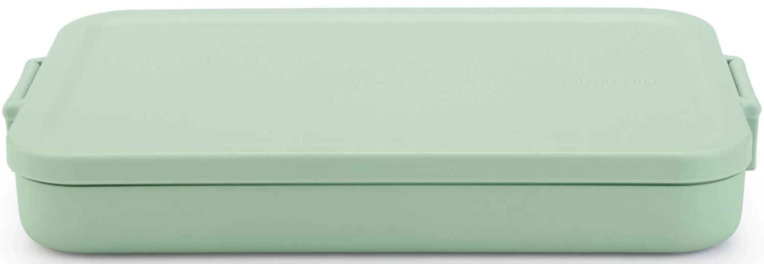 Brabantia Make - Take Flat Lunch Box lapos ételhordozó doboz, 1100 ml, szivárgás- és légmentes záródás, bepattintós (clip-on) zárómechanizmus, BPA mentes műanyag, jáde zöld - 202926
