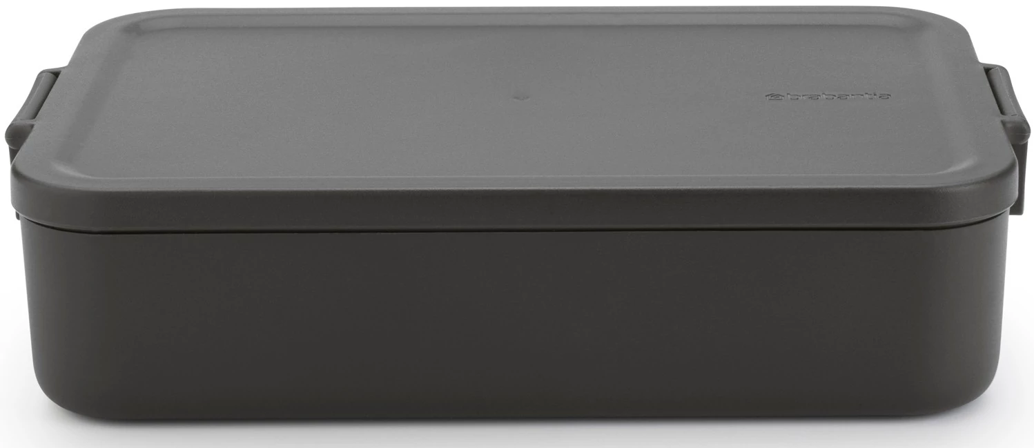 Brabantia Make - Take Lunch Box nagy méretű ételhordozó doboz, 2000 ml, szivárgás- és légmentes záródás, bepattintós (clip-on) zárómechanizmus, BPA mentes műanyag, sötétszürke - 203060
