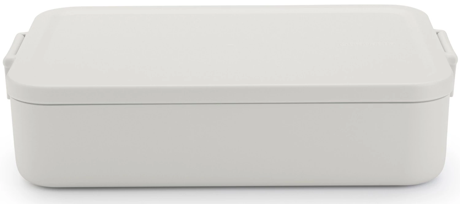 Brabantia Make - Take Lunch Box nagy méretű ételhordozó doboz, 2000 ml, szivárgás- és légmentes záródás, bepattintós (clip-on) zárómechanizmus, BPA mentes műanyag, világosszürke - 203121