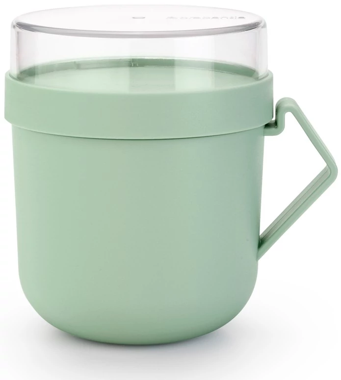Brabantia Make - Take Soup Mug leveses bögre, 600 ml, hőálló fogantyú, beépített gőzkieresztő szelep, felső tárolórekesz, szivárgás- és légmentes záródás, BPA mentes műanyag, jáde zöld - 203862
