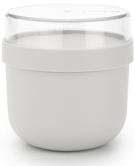 Brabantia Make - Take Breakfast Bowl reggeliző pohár, 500 ml, hő- és fagyálló, felső tárolórekesz (180ml), szivárgás- és légmentes záródás, BPA mentes műanyag, világosszürke - 204203