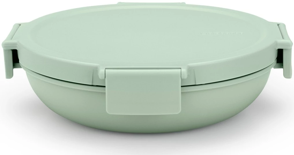 Brabantia Make - Take Lunch Bowl ételhordozó doboz, 1000 ml, szivárgás- és légmentes záródás, bepattintós (clip-on) zárómechanizmus, lapos - kerek forma, BPA mentes műanyag, jáde zöld - 206320