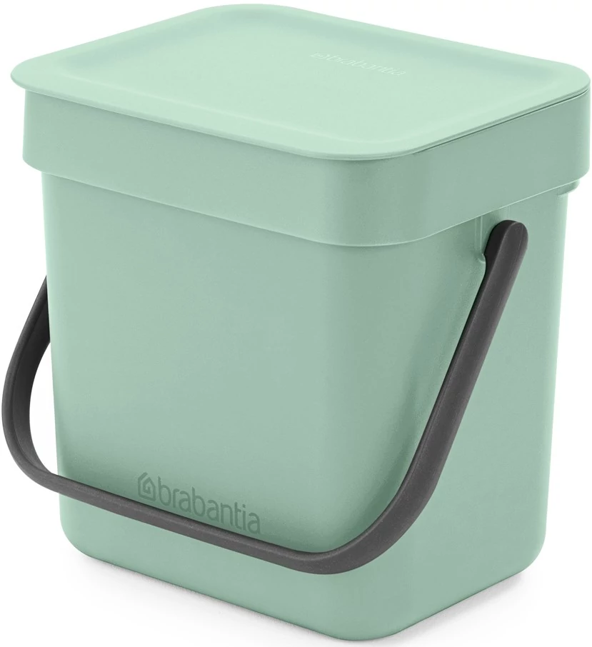 Brabantia Sort - Go konyhai szemetes felnyitható fedéllel, fogantyúval szelektív és komposzt gyűjtéséhez, 3L - A méret, jáde zöld - 211683