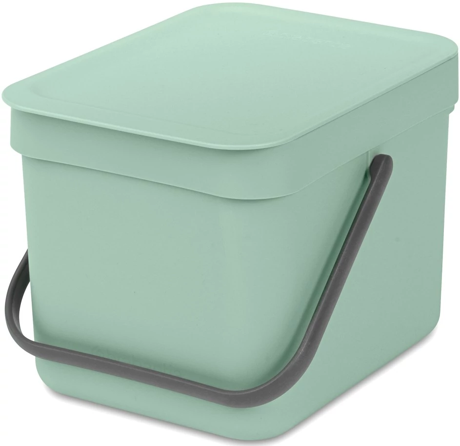 Brabantia Sort - Go konyhai szemetes felnyitható fedéllel, fogantyúval szelektív és komposzt gyűjtéséhez, 6L - S méret, jáde zöld - 211768
