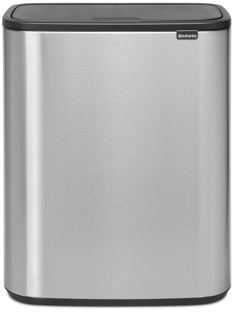 Brabantia Bo Touch Bin nyomófedeles hulladékgyűjtő XXL, padlón álló, műanyag tartály, 2x30L - O méret, r.m. acél, selyem ujjlenyomatmentes - 221422