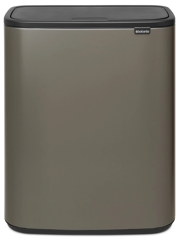 Brabantia Bo Touch Bin nyomófedeles hulladékgyűjtő XXL, padlón álló, műanyag tartály, 2x30L - O méret, acél, platinaszürke - 221521