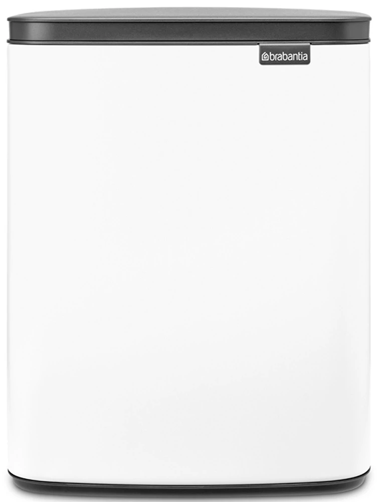 Brabantia Bo Waste Bin hulladékgyűjtő felnyitható, Soft-Close fedéllel, műanyag tartály, 12L - C méret, acél, fehér - 222467