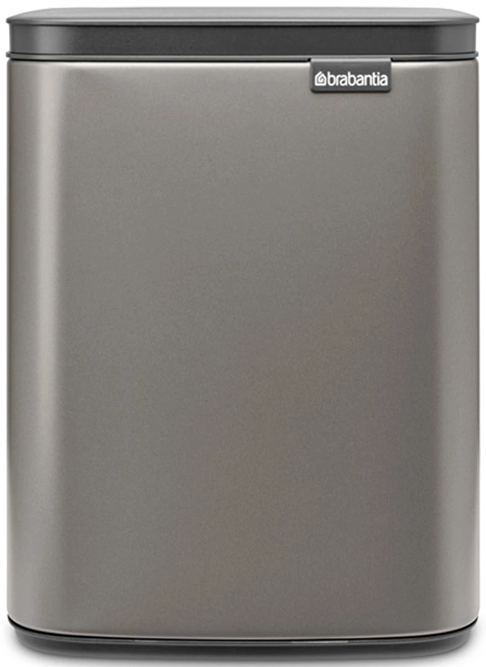 Brabantia Bo Waste Bin hulladékgyűjtő felnyitható, Soft-Close fedéllel, fali/álló, műanyag tartály, 7L - B méret, acél, platinaszürke - 222924