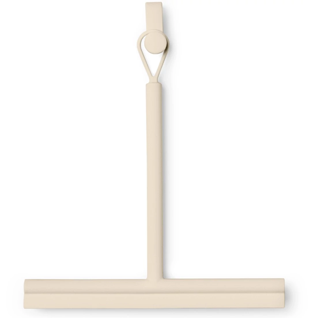 Brabantia ReNew Shower Squeegee 240mm vízlehúzó zuhanyzóba függeszthető akasztóval, 1. oldal vízlehúzó, 2. oldal kefés fej, csúszásmentes, szilikon, világos bézs - 223303