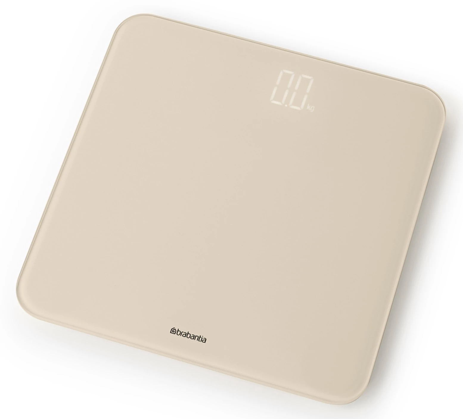 Brabantia ReNew digitális fürdőszobai mérleg 180kg/0,1kg, LED kijelzővel, 4db AAA elemes, műanyag test, üveg fedlap, világos bézs - 223440