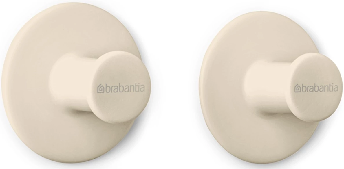 Brabantia ReNew egyágú törölköző akasztó, L=48mm, 2db-os szett, műanyag, világos bézs - 223761