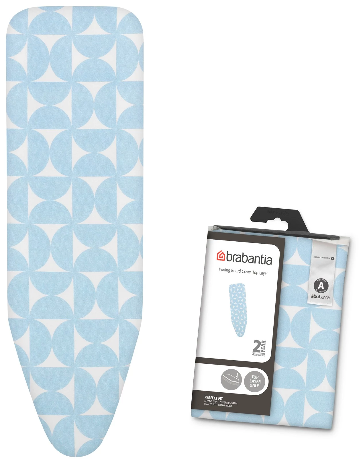 Brabantia Ironing Table Perfect Fit Covers vasalódeszka huzat, 1100x300mm - A méret, felső réteg - huzat + 2mm hab alátét, friss fuvallat - 225482