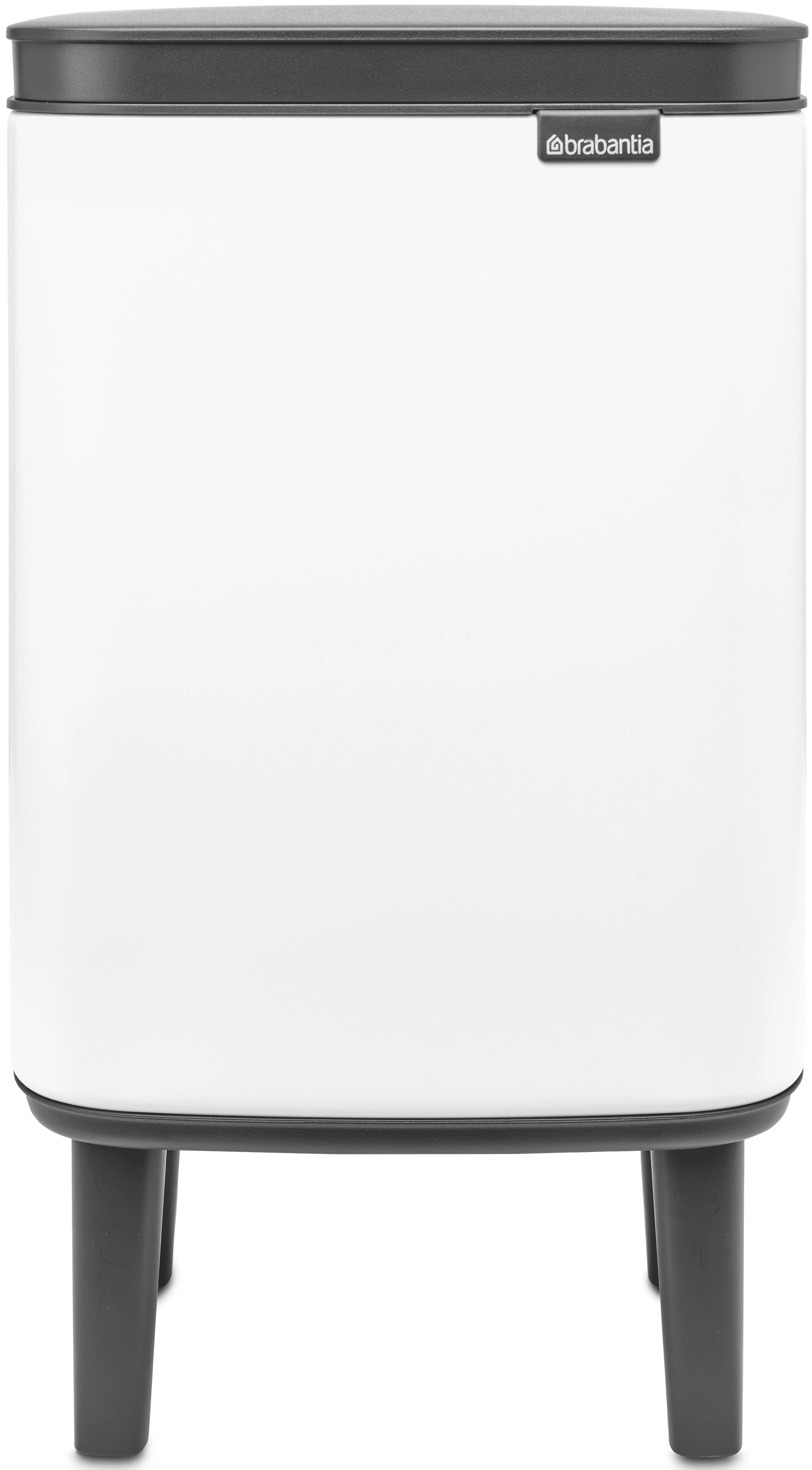 Brabantia Bo Waste Bin Hi hulladékgyűjtő felnyitható, Soft-Close fedéllel, magasított, lábakon álló, műanyag tartály, 4L - A méret, acél, fehér - 227042