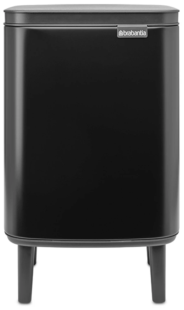 Brabantia Bo Waste Bin Hi hulladékgyűjtő felnyitható, Soft-Close fedéllel, magasított, lábakon álló, műanyag tartály, 7L - B méret, acél, matt fekete - 227141