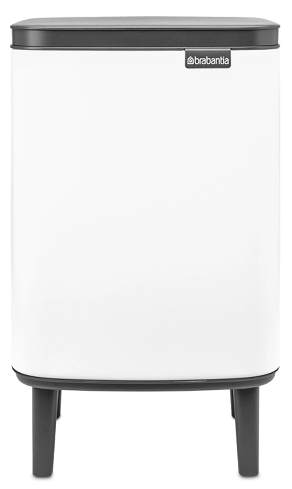 Brabantia Bo Waste Bin Hi hulladékgyűjtő felnyitható, Soft-Close fedéllel, magasított, lábakon álló, műanyag tartály, 7L - B méret, acél, fehér - 227165