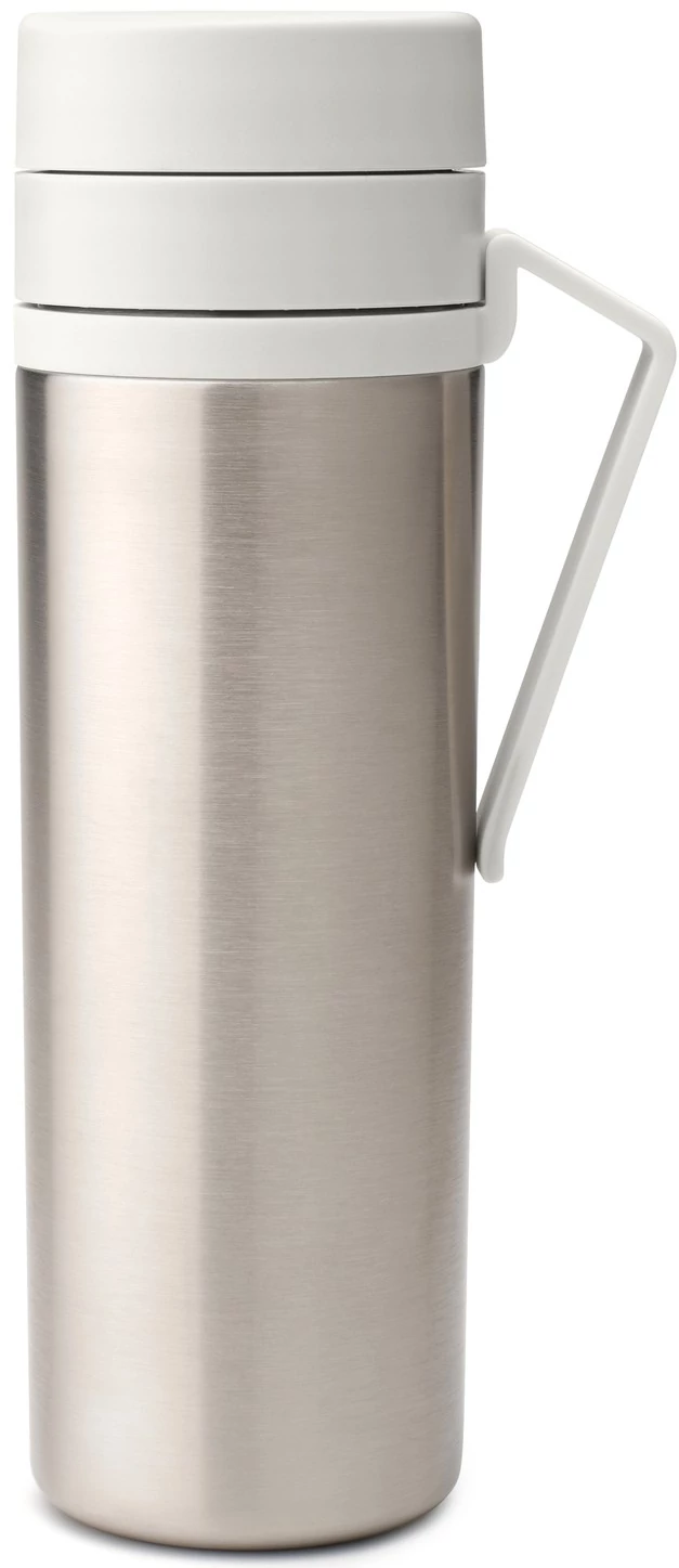 Brabantia Make-Take Insulated Flask duplafalú termosz 500 ml, hideg és meleg italok számára, szivárgásmentes, fogantyúval, r.m. acél, világosszürke - 228667