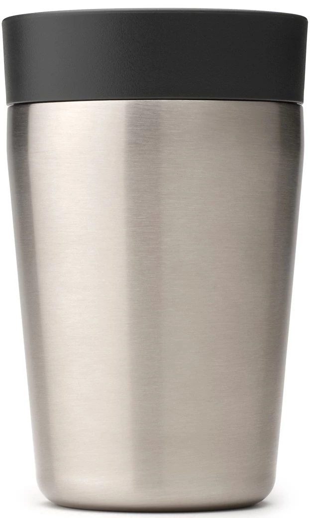 Brabantia Make-Take Insulated Flask duplafalú termoszbögre 200 ml, hideg és meleg italok számára, szivárgásmentes, snap lid fedél, r.m. acél, sötétszürke - 228728