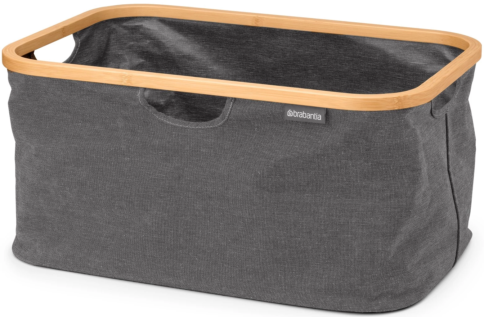 Brabantia Foldable Laundry Basket összehajtható szennyestartó kosár, bambusz peremmel, 40L kapacitás, borsfekete - 232725