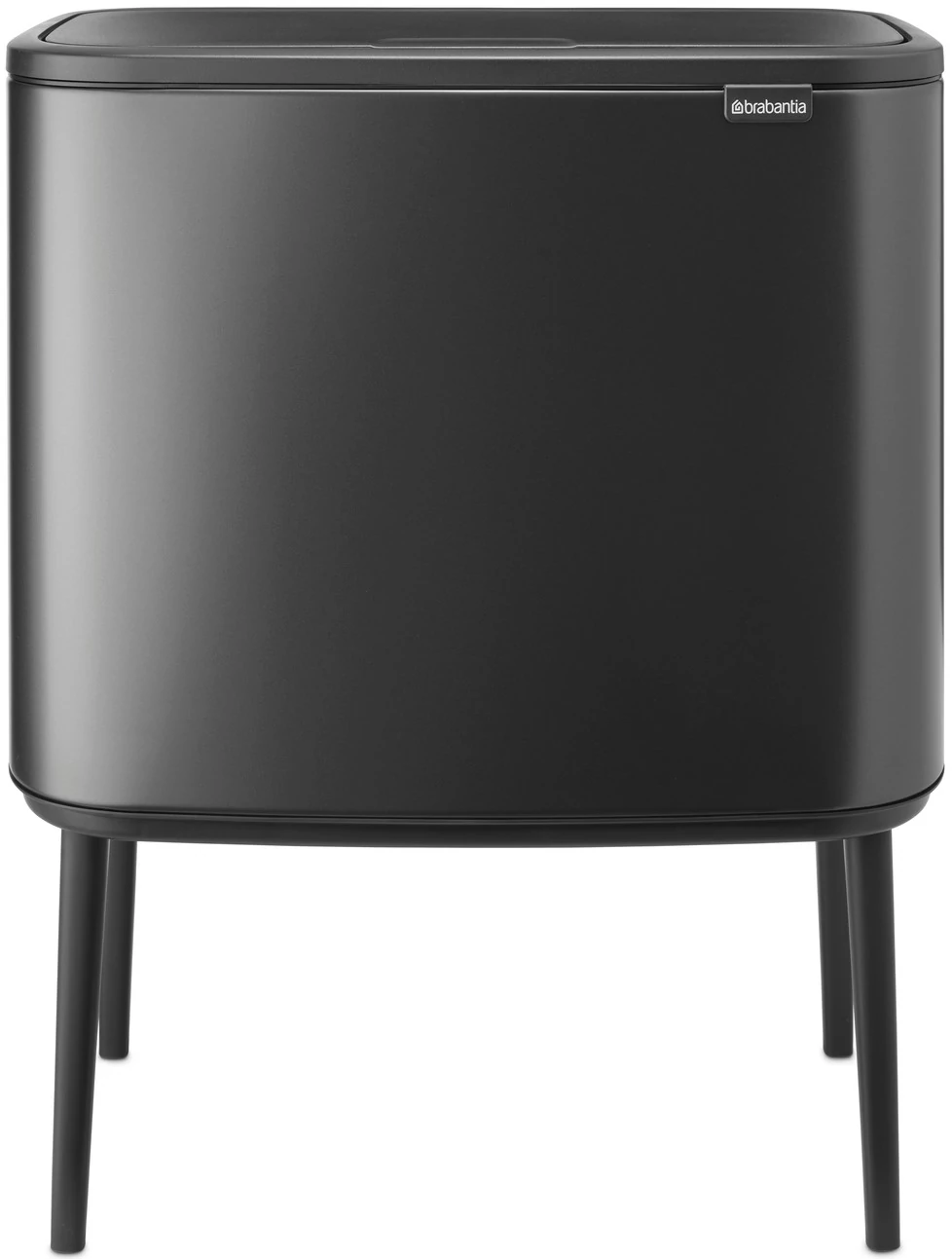 Brabantia Bo Touch Bin nyomófedeles szelektív hulladékgyűjtő, magasított, lábakon álló, műanyag tartály, 3x11L - X méret, acél, magabiztos szürke - 233586