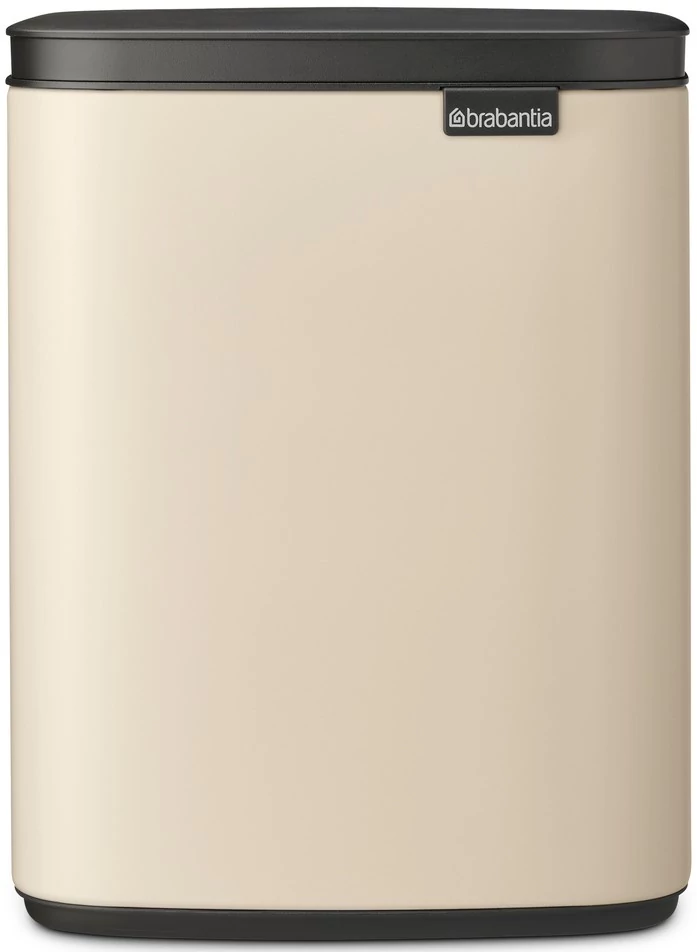 Brabantia Bo Waste Bin hulladékgyűjtő felnyitható, Soft-Close fedéllel, fali/álló, műanyag tartály, 7L - B méret, acél, világos bézs - 234101