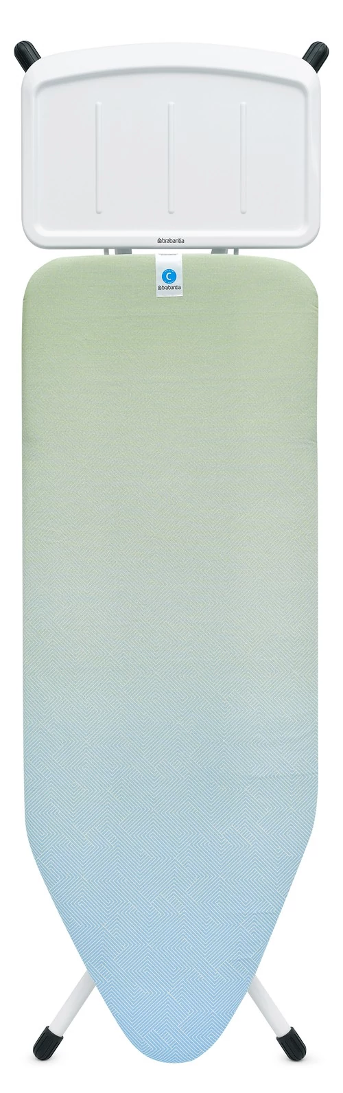 Brabantia Solid Steam Unit Holder vasalódeszka 1240x450mm - C méret, fix vasalótálca gőzállomásokhoz, D=22mm fehér váz, megnyugtató tenger huzat - 236020