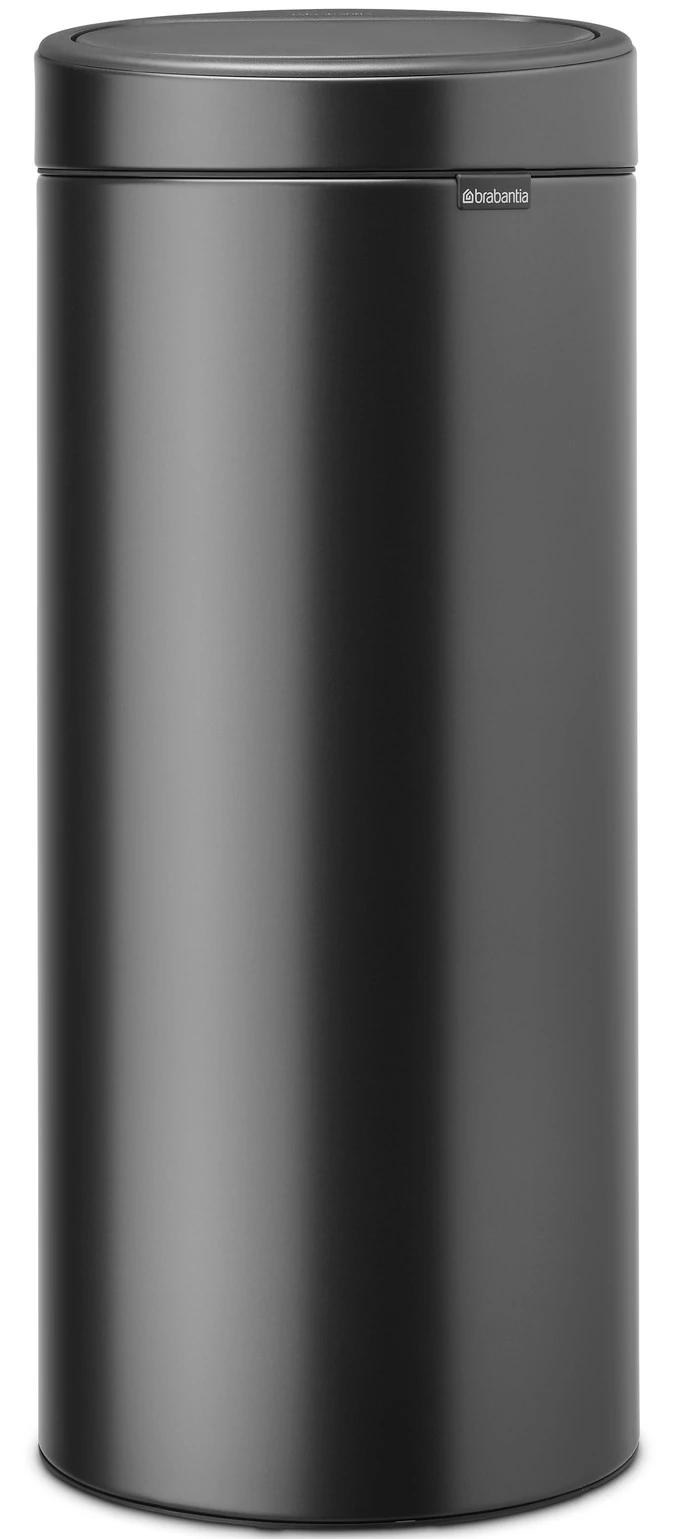 Brabantia Touch Bin New Soft-Touch nyomófedeles hulladékgyűjtő belső tartállyal, kerek, 30L - G méret, acél, magabiztos szürke - 236266
