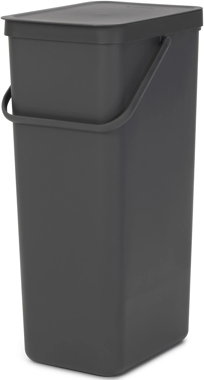 Brabantia Sort - Go konyhai szemetes felnyitható fedéllel, fogantyúval szelektív és komposzt gyűjtéséhez, 40L - L méret, sötétszürke - 251047