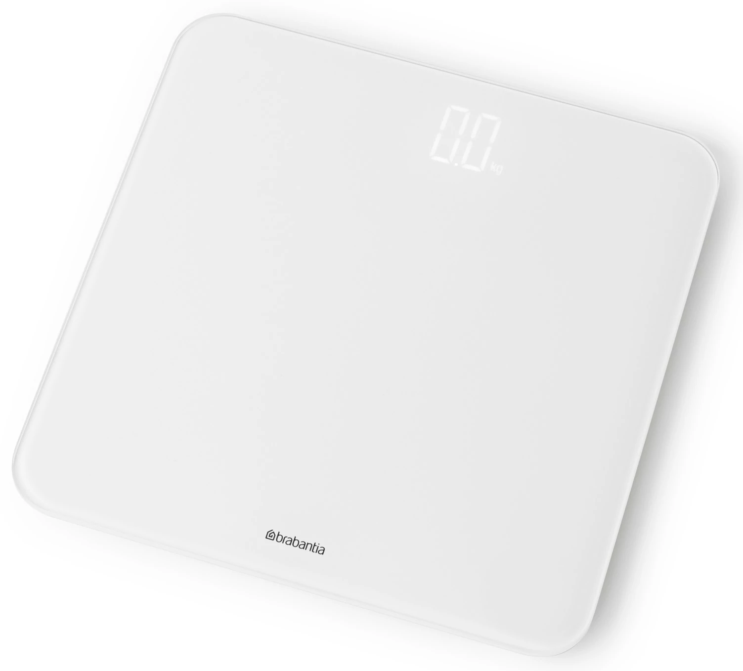Brabantia ReNew digitális fürdőszobai mérleg 180kg/0,1kg, LED kijelzővel, 4db AAA elemes, műanyag test, üveg fedlap, fehér - 280146