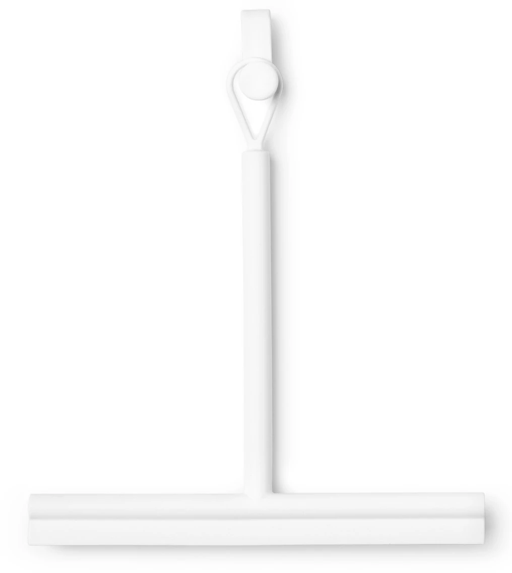 Brabantia ReNew Shower Squeegee 240mm vízlehúzó zuhanyzóba függeszthető akasztóval, 1. oldal vízlehúzó, 2. oldal kefés fej, csúszásmentes, szilikon, fehér - 280184