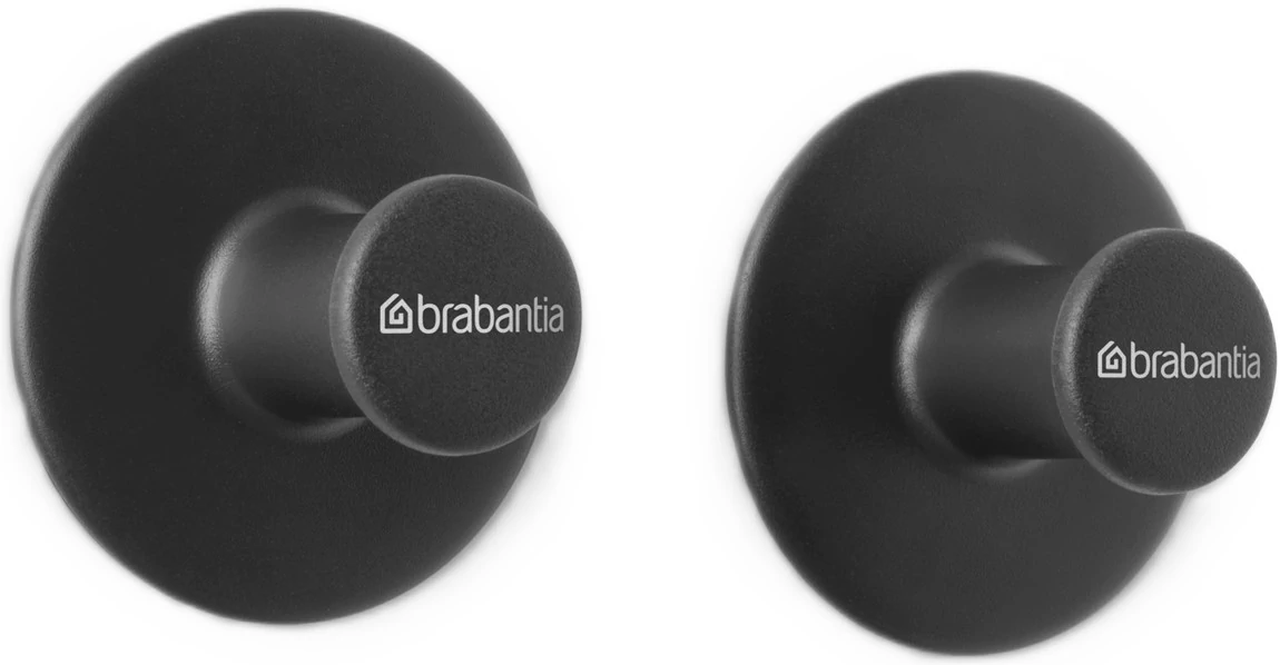 Brabantia ReNew egyágú törölköző akasztó, L=48mm, 2db-os szett, műanyag, sötétszürke - 280320