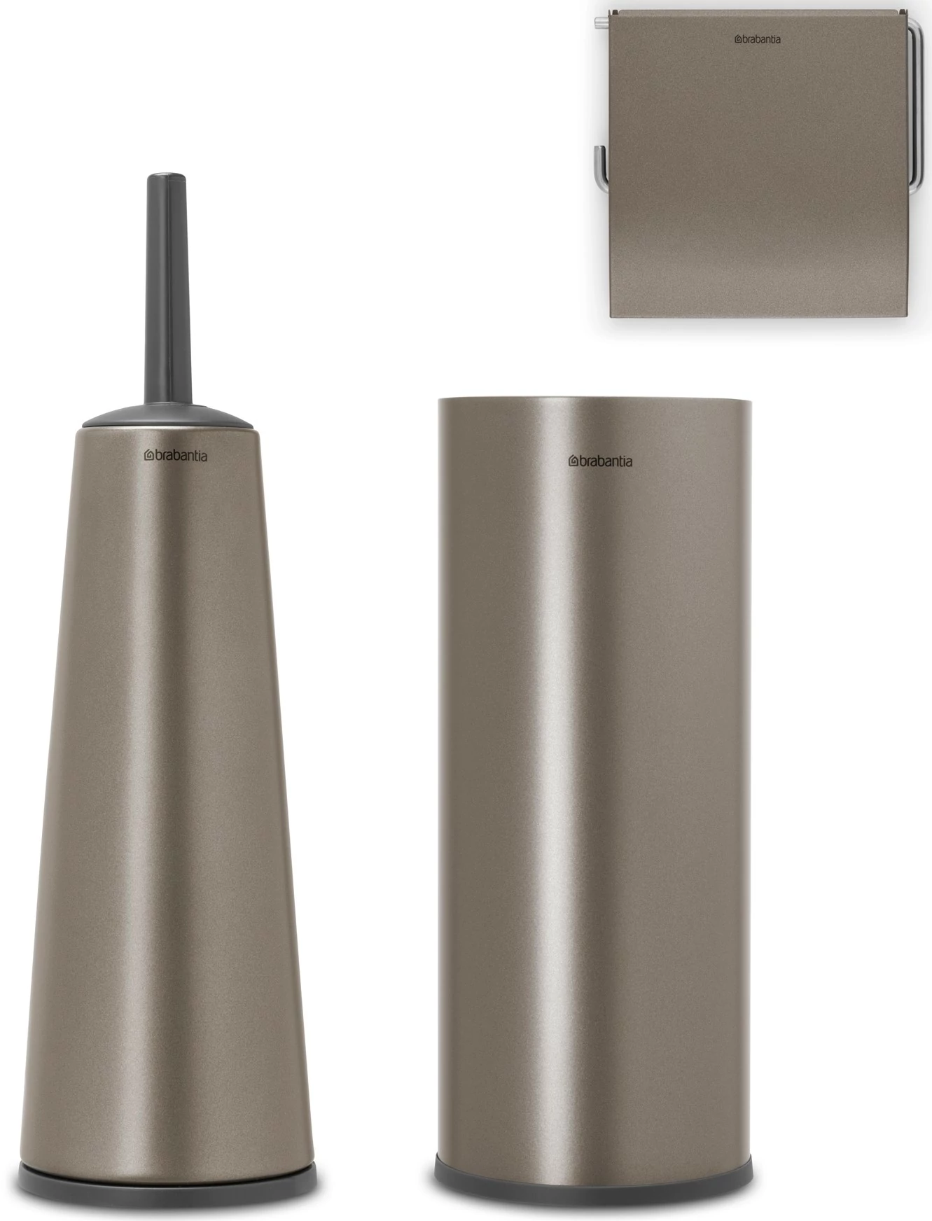 Brabantia ReNew 3db-os WC pipere csomag, WC-kefe, WC-papír és tartalék WC-papír tartó, acél, platinaszürke - 280641