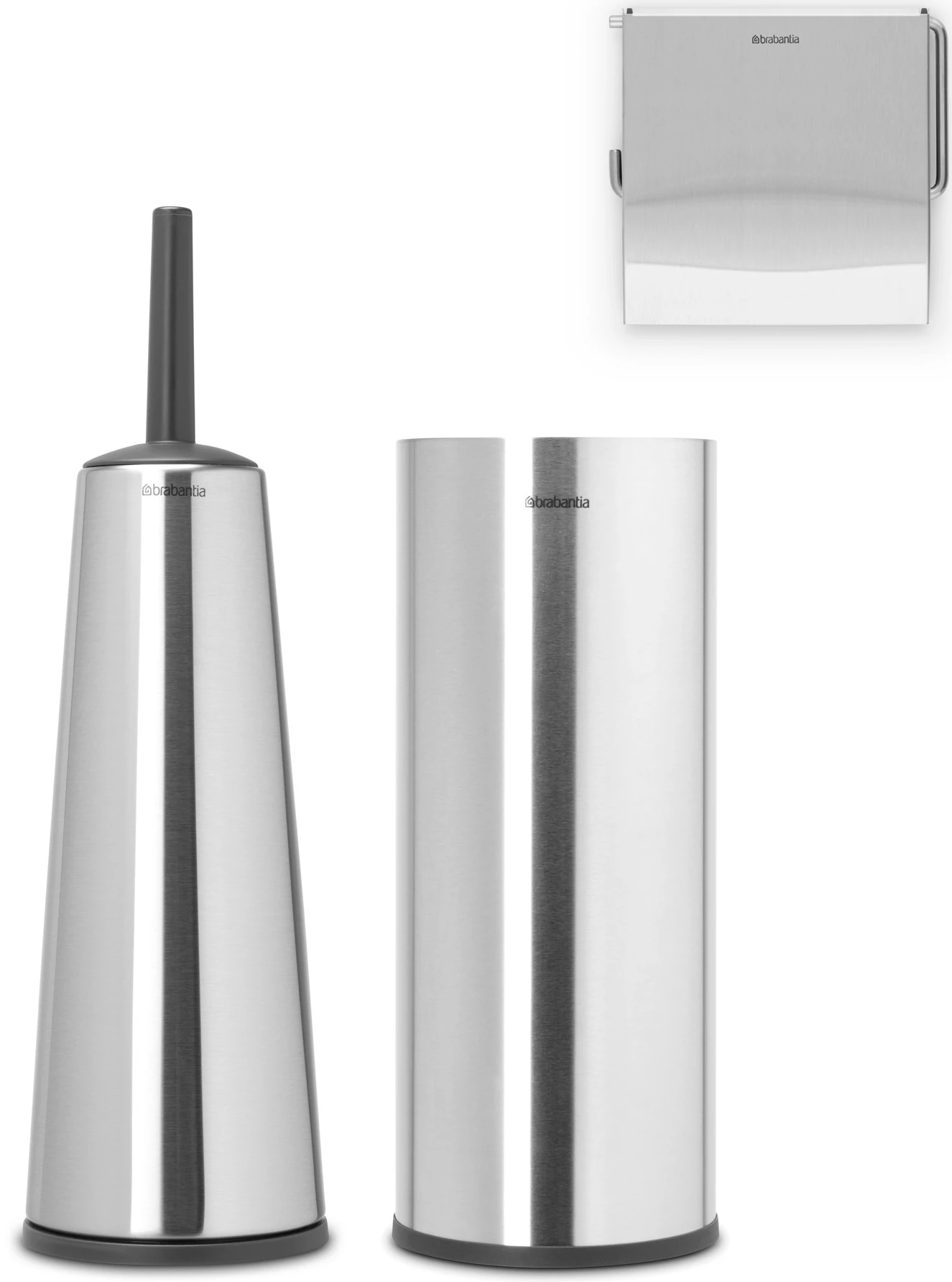 Brabantia ReNew 3db-os WC pipere csomag, WC-kefe, WC-papír és tartalék WC-papír tartó, r.m. acél, selyem - 280665