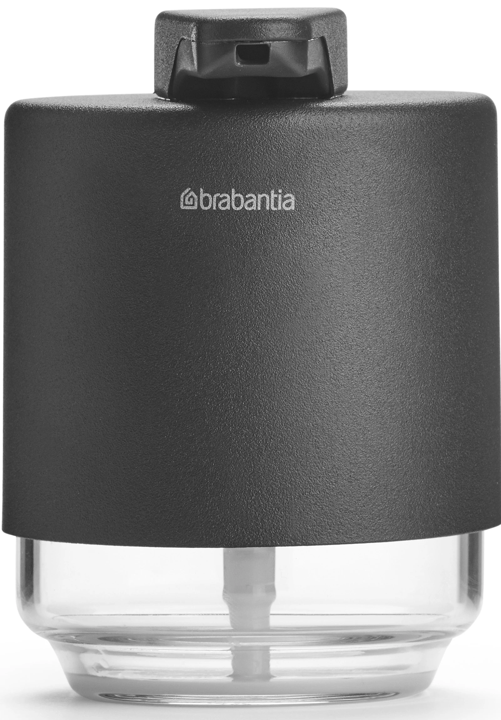 Brabantia MindSet folyékonyszappan-adagoló csepegésbiztos pumpával, 200ml üveg tartály, acél burkolat, határtalan szürke ásványi textúra - 303203