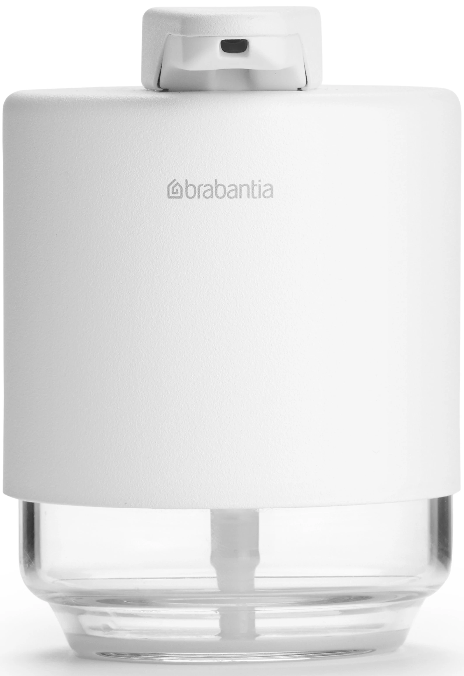 Brabantia MindSet folyékonyszappan-adagoló csepegésbiztos pumpával, 200ml üveg tartály, acél burkolat, szikrázó fehér ásványi textúra - 303227