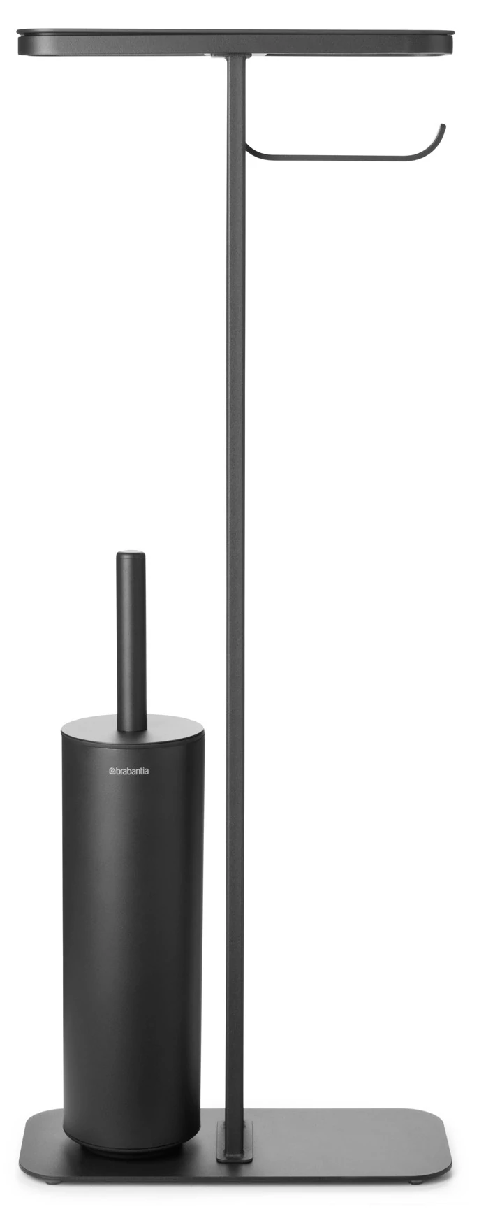 Brabantia MindSet WC-inas - WC-papír tartó állvány polccal, sörtés fejű WC-kefével, acél, határtalan szürke ásványi textúra - 303869