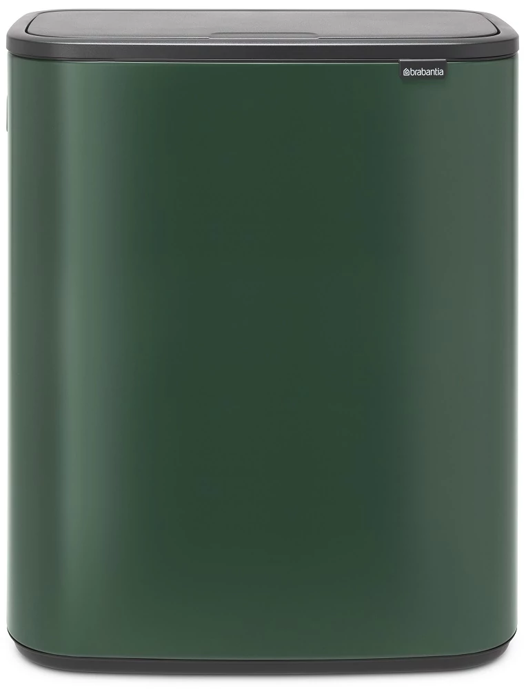 Brabantia Bo Touch Bin nyomófedeles hulladékgyűjtő XXL, padlón álló, műanyag tartály, 2x30L - O méret, acél, fenyőzöld - 304224