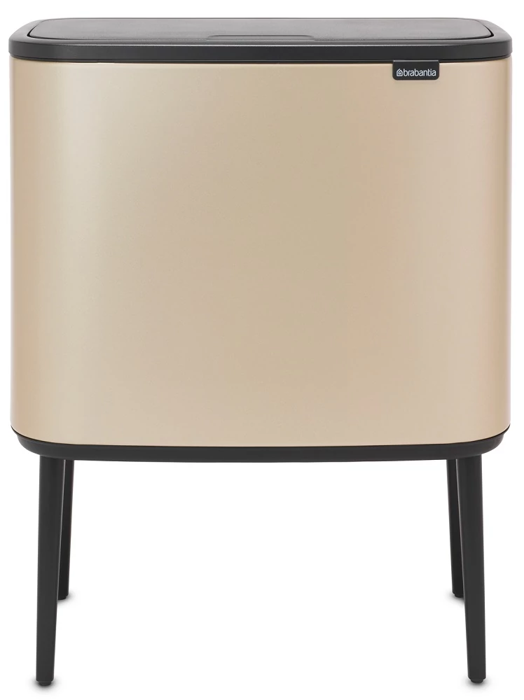Brabantia Bo Touch Bin nyomófedeles hulladékgyűjtő, magasított, lábakon álló, műanyag tartály, 36L - R méret, acél, aranyfényű - 304583
